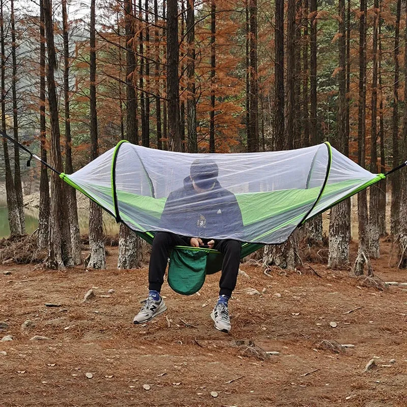 Automatic Quick-Opening Mosquito Net Hammock - Anti-Rollover Nylon Rocking Chair for Outdoor Camping, 260x140cm
