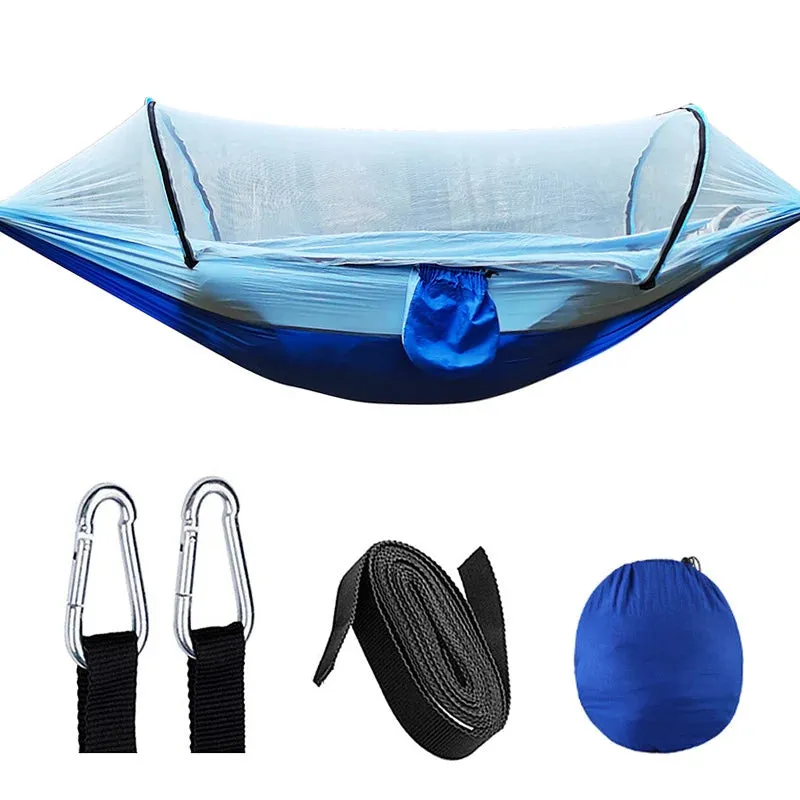Automatic Quick-Opening Mosquito Net Hammock - Anti-Rollover Nylon Rocking Chair for Outdoor Camping, 260x140cm