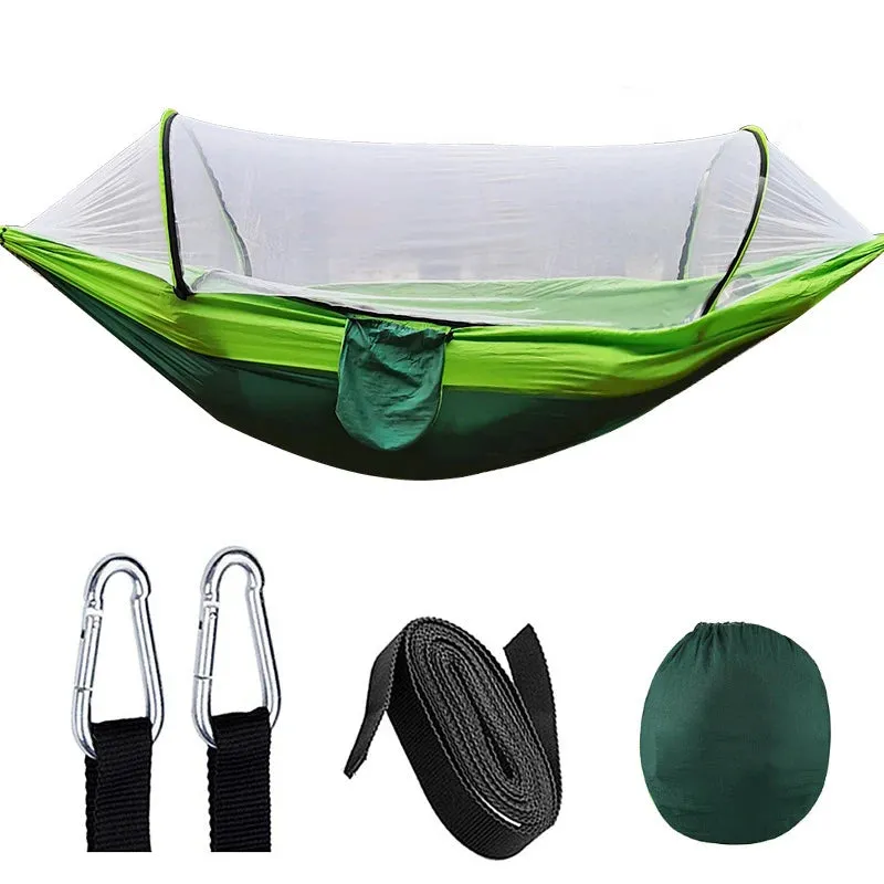 Automatic Quick-Opening Mosquito Net Hammock - Anti-Rollover Nylon Rocking Chair for Outdoor Camping, 260x140cm