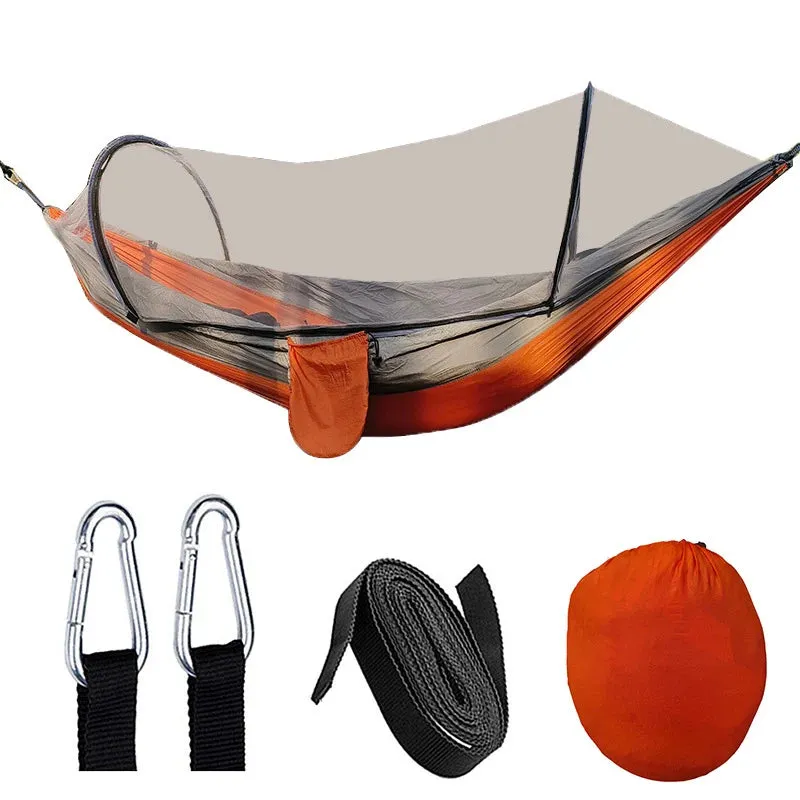 Automatic Quick-Opening Mosquito Net Hammock - Anti-Rollover Nylon Rocking Chair for Outdoor Camping, 260x140cm
