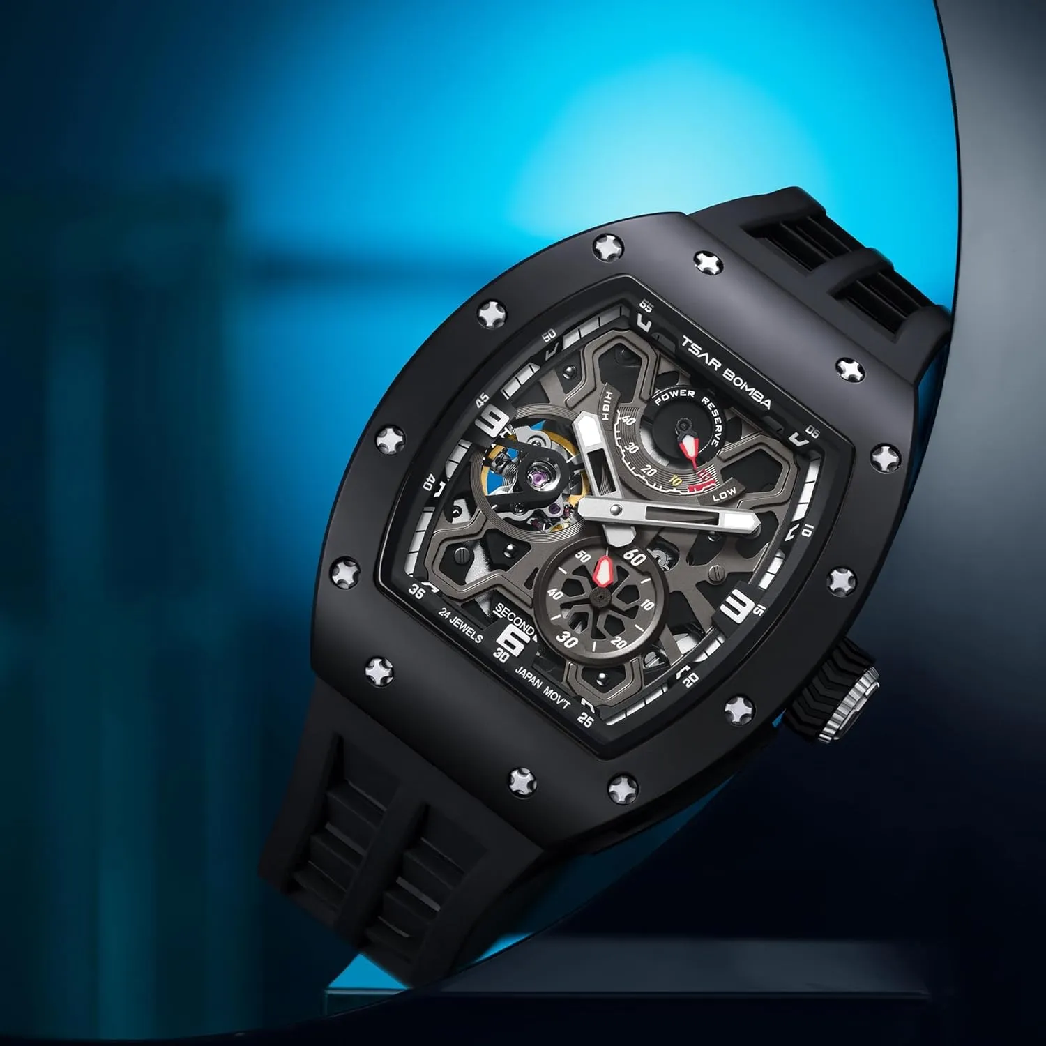 Automatic Watch for Men Mechanical Skeleton Watch, 50M Waterproof Power Reserve Mens Watches Unique Gifts for Men