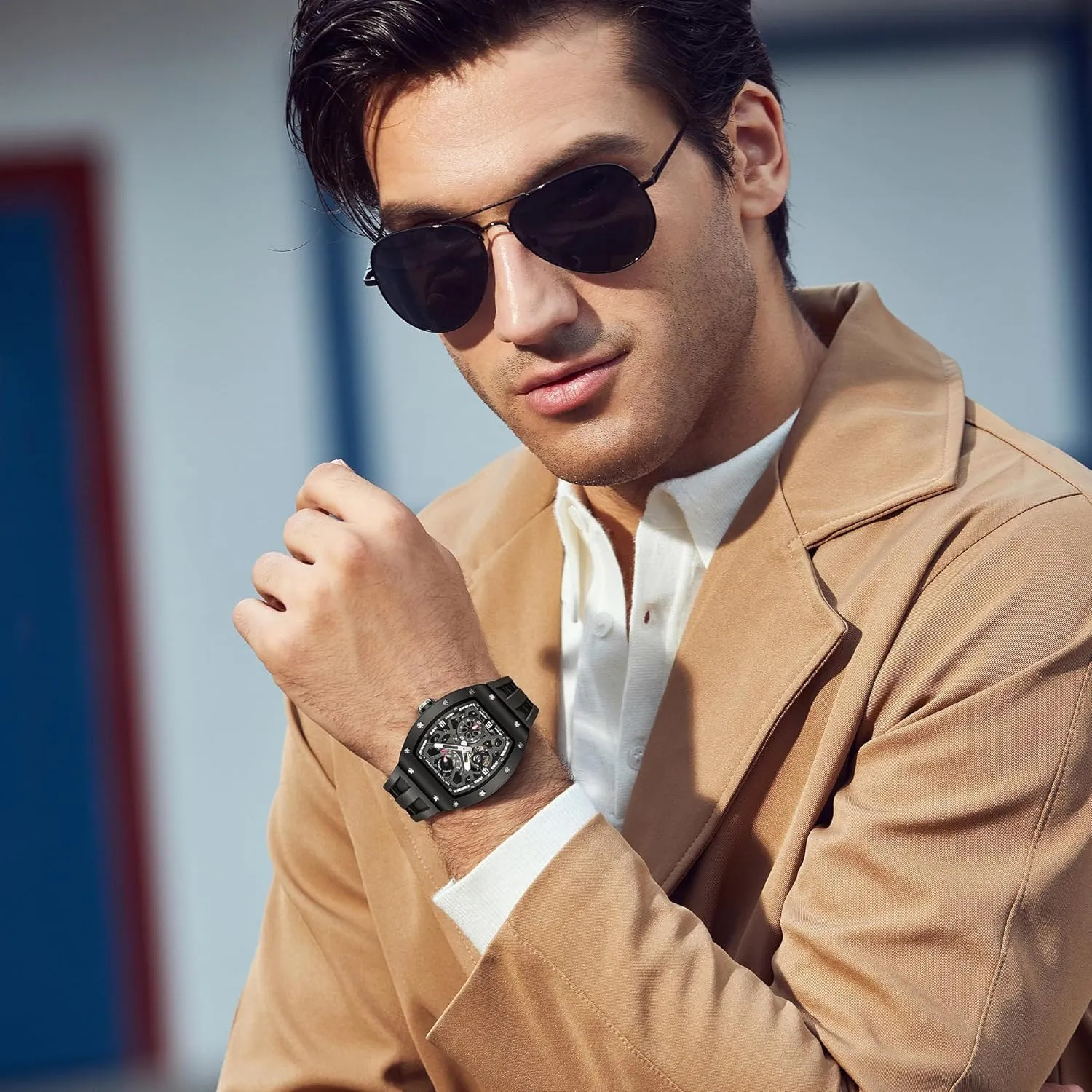 Automatic Watch for Men Mechanical Skeleton Watch, 50M Waterproof Power Reserve Mens Watches Unique Gifts for Men