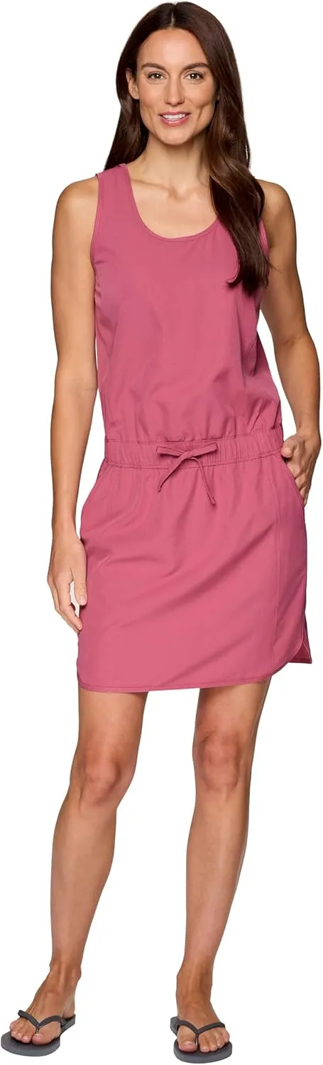 Avalanche Women's Tank Dress, Quick Drying Stretch Woven Hiking Beach Dress Tunic with Drawstring Waistband and Pockets