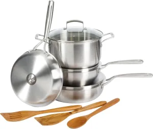 Babish 10 Piece Professional Tri Ply Non Toxic Pots and Pans Cookware Set