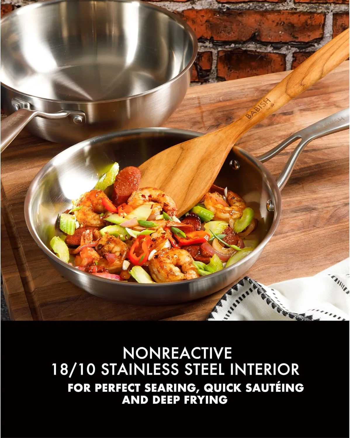 Babish 10 Piece Professional Tri Ply Non Toxic Pots and Pans Cookware Set