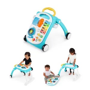 Baby Einstein Musical Mix ‘N Roll Learning Walker, 4-in-1 Push Walker, Activity Center, Toddler Table & Floor Toy, 6-36 Months, Blue