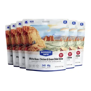 Backpacker's Pantry White Bean, Chicken, and Green Chile Stew | Freeze Dried Backpacking & Camping Food, 6 Count