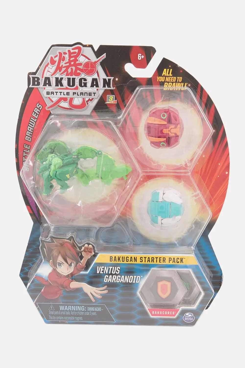 Bakugan Starter Pack 3-Pack, Ventus Garganoid, Collectible Transforming Creatures, for Ages 6 and Up