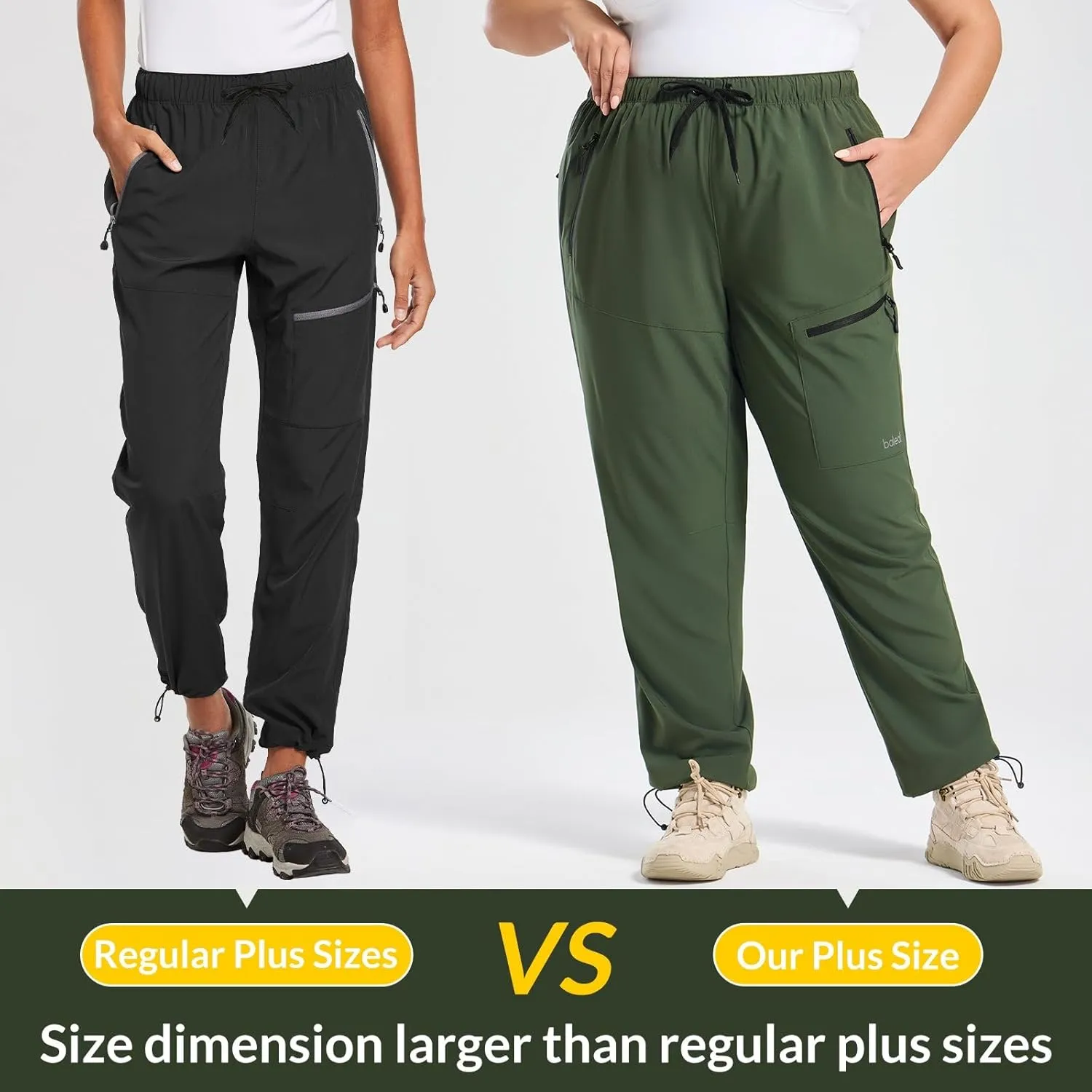 baleaf Plus Size Pants for Women Hiking Cargo Water Resistant UPF 50  Cargo Joggers Zipper Pockets
