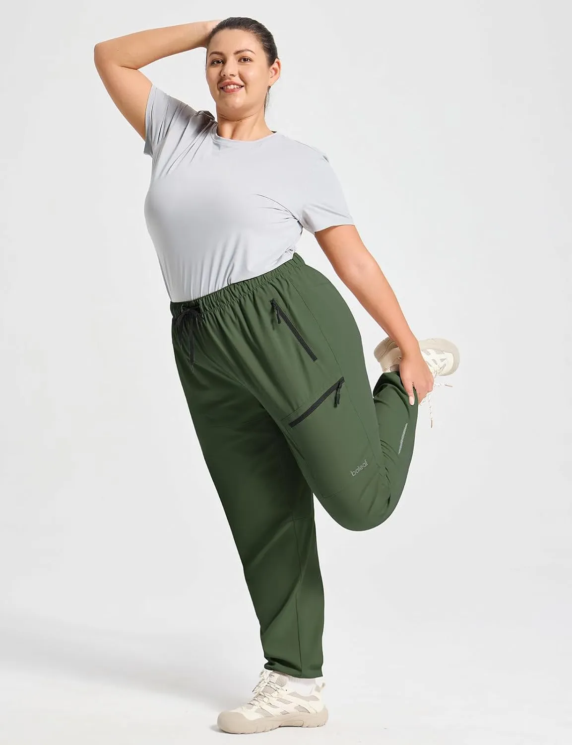 baleaf Plus Size Pants for Women Hiking Cargo Water Resistant UPF 50  Cargo Joggers Zipper Pockets