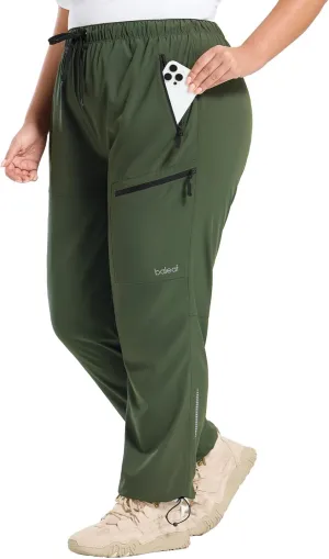 baleaf Plus Size Pants for Women Hiking Cargo Water Resistant UPF 50  Cargo Joggers Zipper Pockets