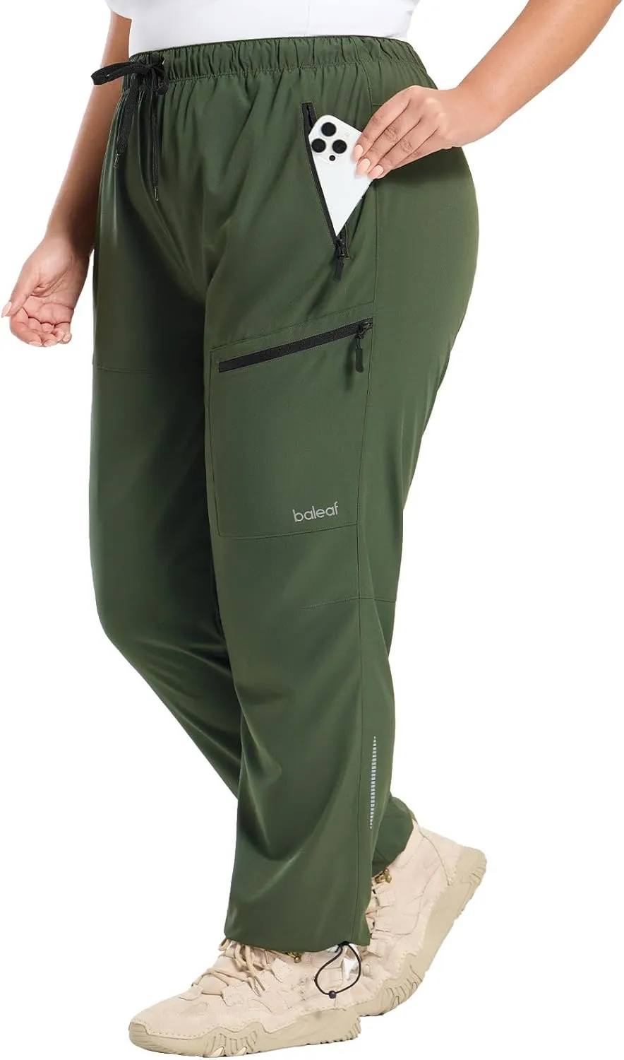 baleaf Plus Size Pants for Women Hiking Cargo Water Resistant UPF 50  Cargo Joggers Zipper Pockets
