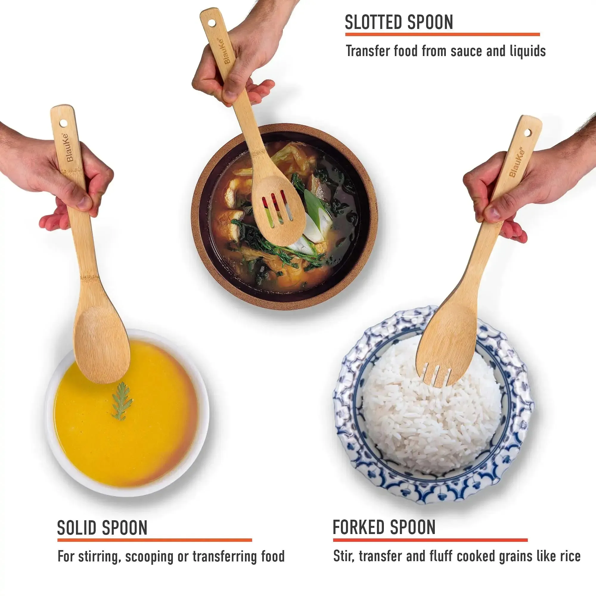 Bamboo Kitchen Utensils Set 8-Pack - Nonstick Wooden Cooking Tools