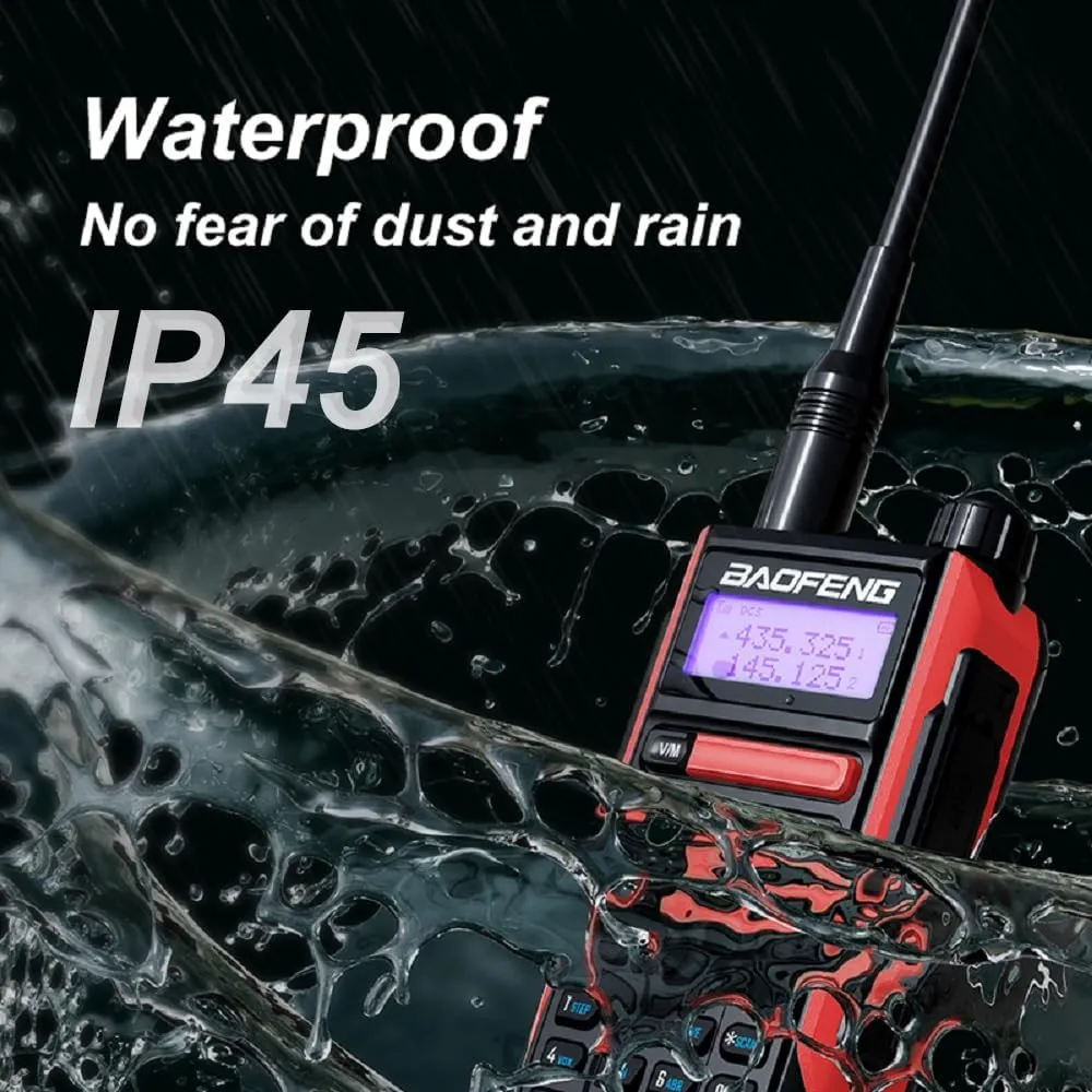 BAOFENG UV-16R Walkie Talkie USB-C 10W with Programming Cable Waterproof Two Way Radio Long Range Dual Band Professional Handheld Radio Type-c Red
