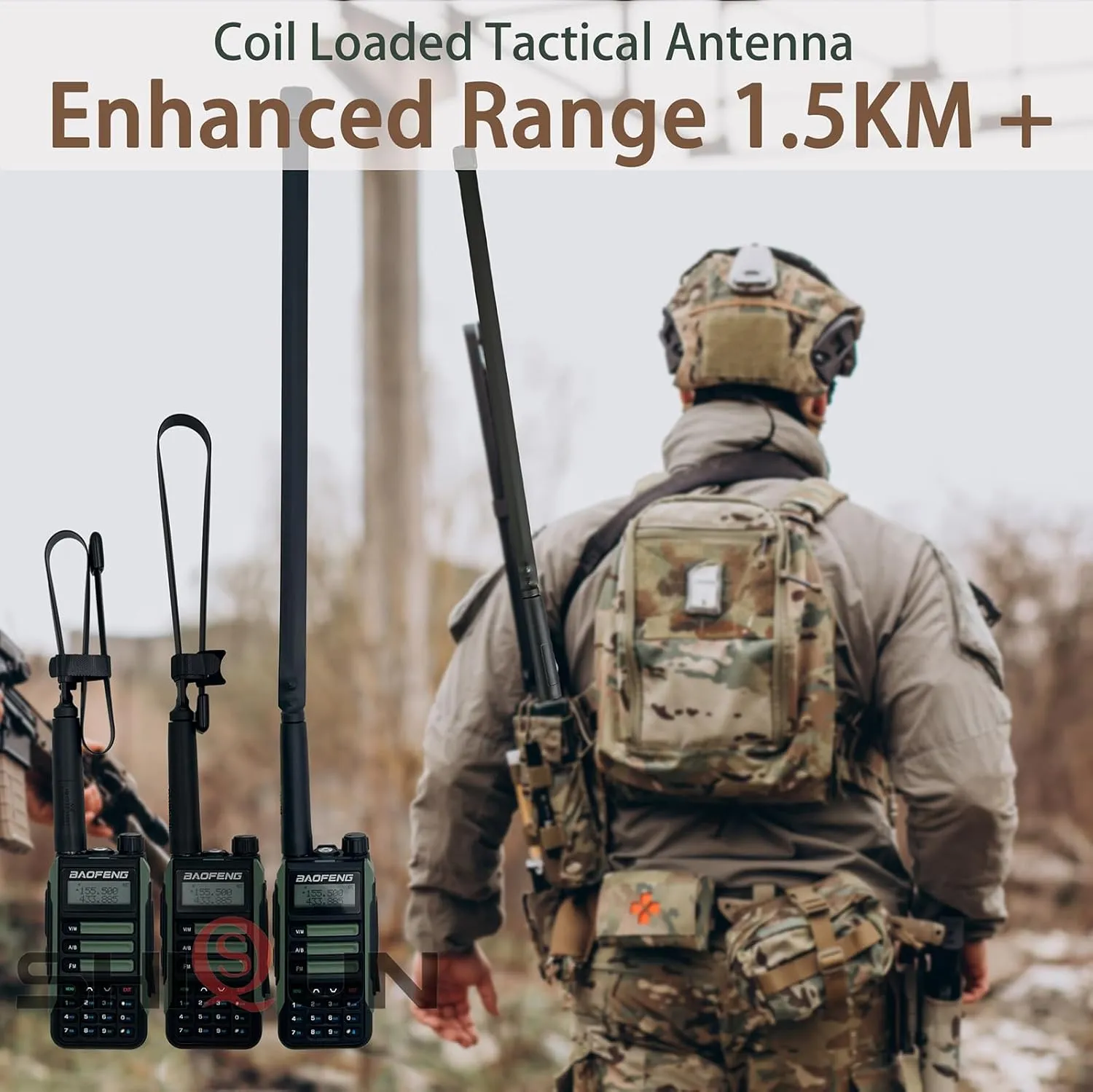BAOFENG UV-16R Walkie Talkie USB-C Charger 10W Waterproof Two Way Radio Long Range Dual Band Handheld Radio Type-c with 18.89in Tactical Antenna
