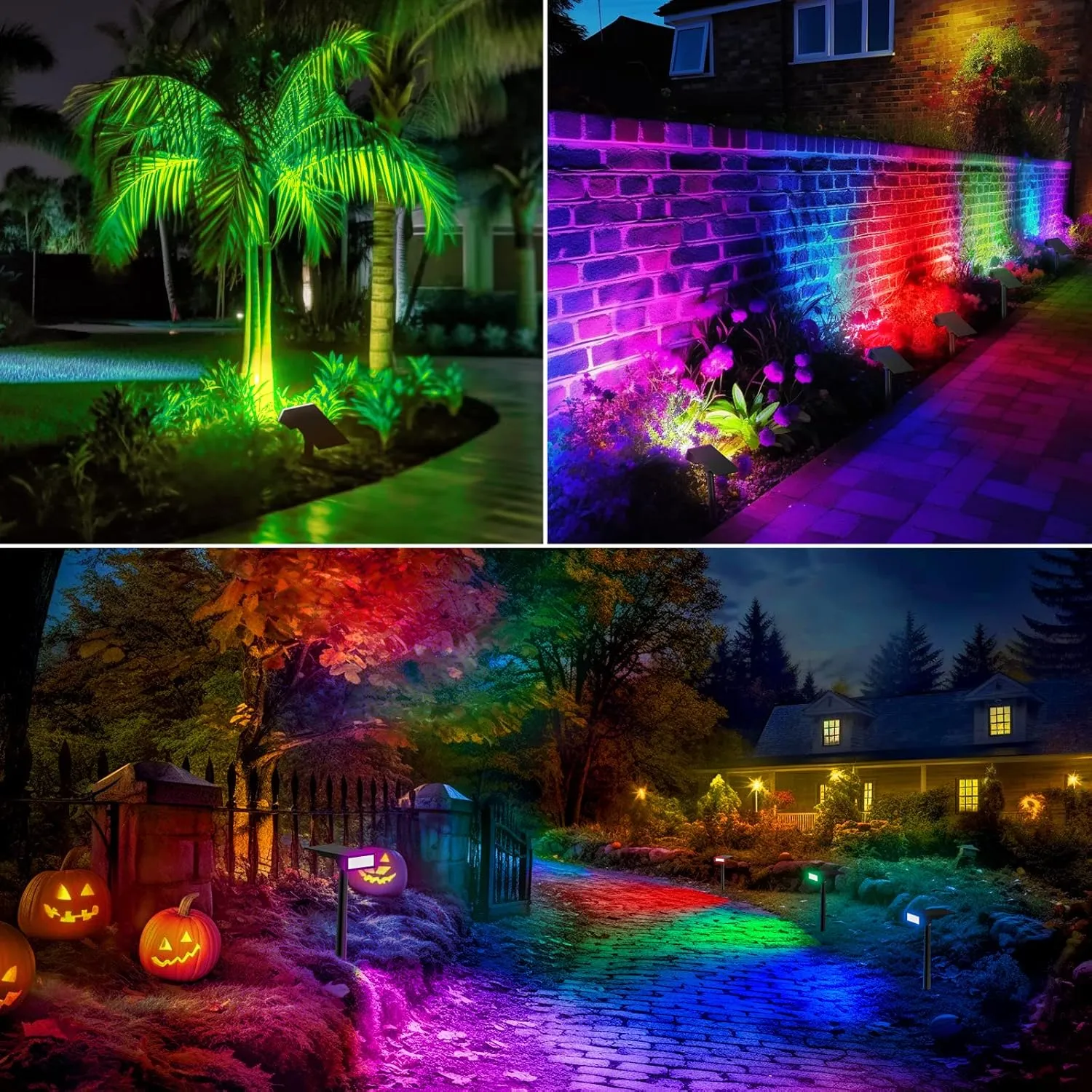 Barrina Solar Spot Lights Outdoor, 24 LEDs RGB Color Changing Solar Landscape Lighting, IP65 Waterproof, Auto On Off Solar Powered Outdoor Light for Yard Garden Lawn Patio Pathway, 6 Pack
