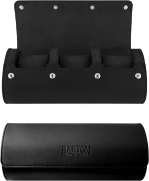 Barton Leather Watch Roll for 3 Watches | Convenient Organizer Case for Travel & Storage | Fits Classic & Smart Watches (Up to 46mm) | Compact, Durable, Lightweight, Stylish - Black