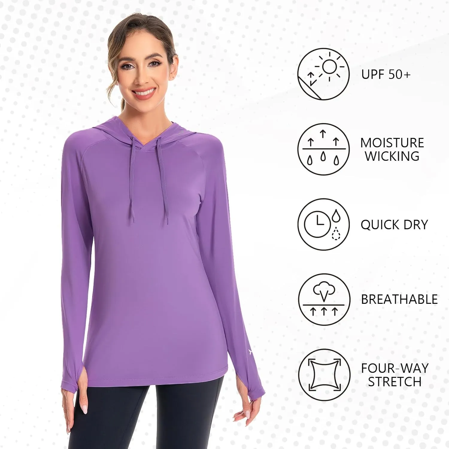 BASSDASH Women’s UPF 50  Hiking Fishing Hoodie UV Shirt Long Sleeve Outdoor Activewear Breathable Lightweight Stretch