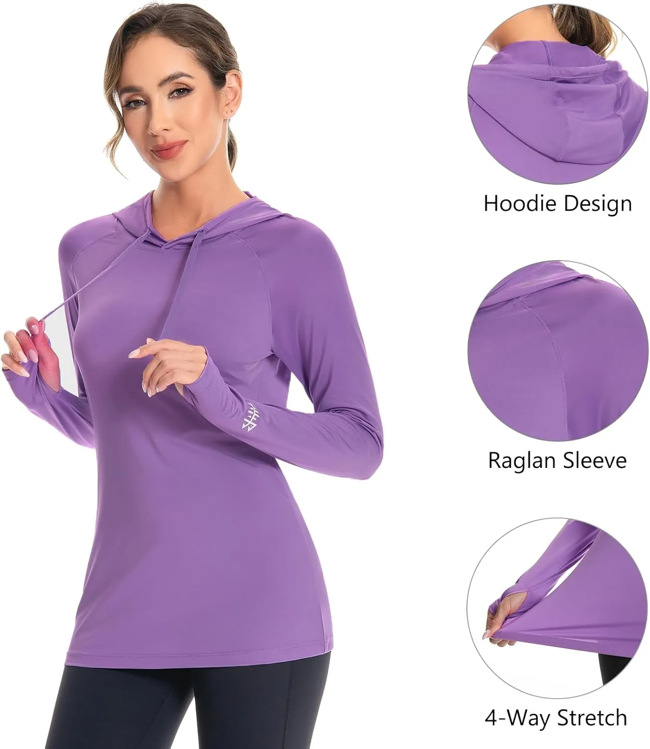 BASSDASH Women’s UPF 50  Hiking Fishing Hoodie UV Shirt Long Sleeve Outdoor Activewear Breathable Lightweight Stretch