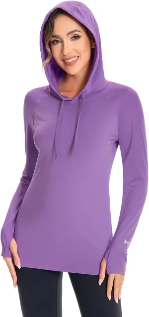 BASSDASH Women’s UPF 50  Hiking Fishing Hoodie UV Shirt Long Sleeve Outdoor Activewear Breathable Lightweight Stretch