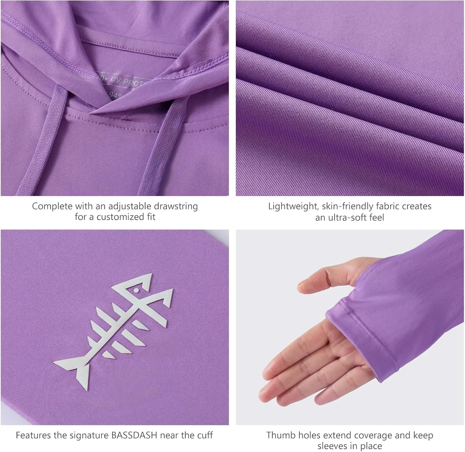 BASSDASH Women’s UPF 50  Hiking Fishing Hoodie UV Shirt Long Sleeve Outdoor Activewear Breathable Lightweight Stretch