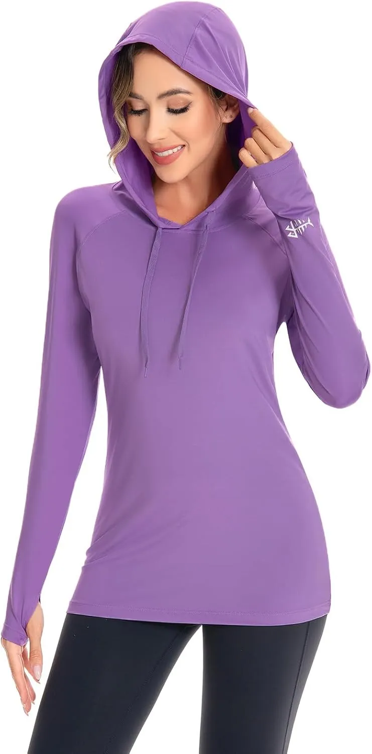 BASSDASH Women’s UPF 50  Hiking Fishing Hoodie UV Shirt Long Sleeve Outdoor Activewear Breathable Lightweight Stretch