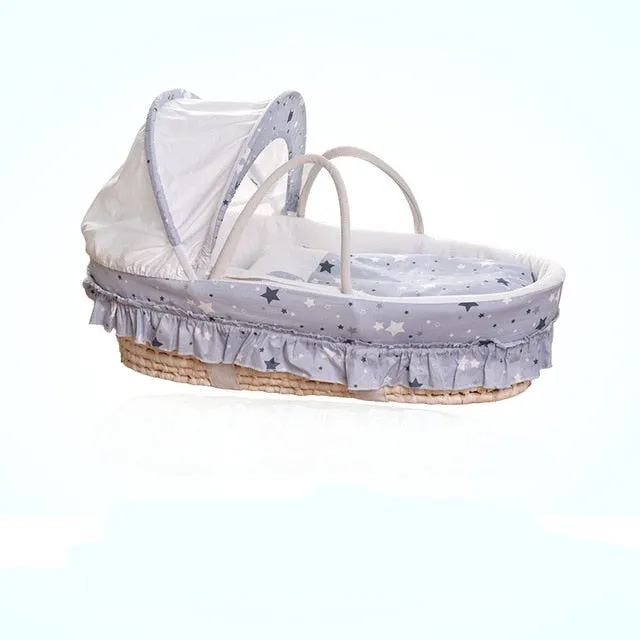 Bassinet Straw Futuristic Bed Baby Knitting Hand Portable Natural Reliable shipping Crib