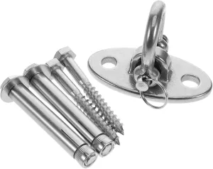 BESPORTBLE 1 Set Stainless Steel Swing Hardware for Hanging Chair Swivel Hook with Sandbag Fixing Plate Heavy Duty Mount for Playground Patio and Gym Use