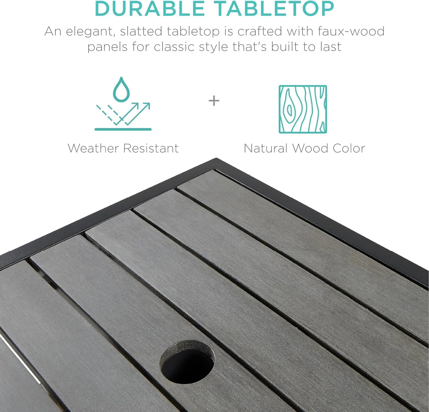 Best Choice Products Wicker Side Table with Umbrella Hole, Square PE Rattan Outdoor End Table for Patio, Garden, Poolside, Deck w/UV-Resistant Frame, Storage Space - Gray