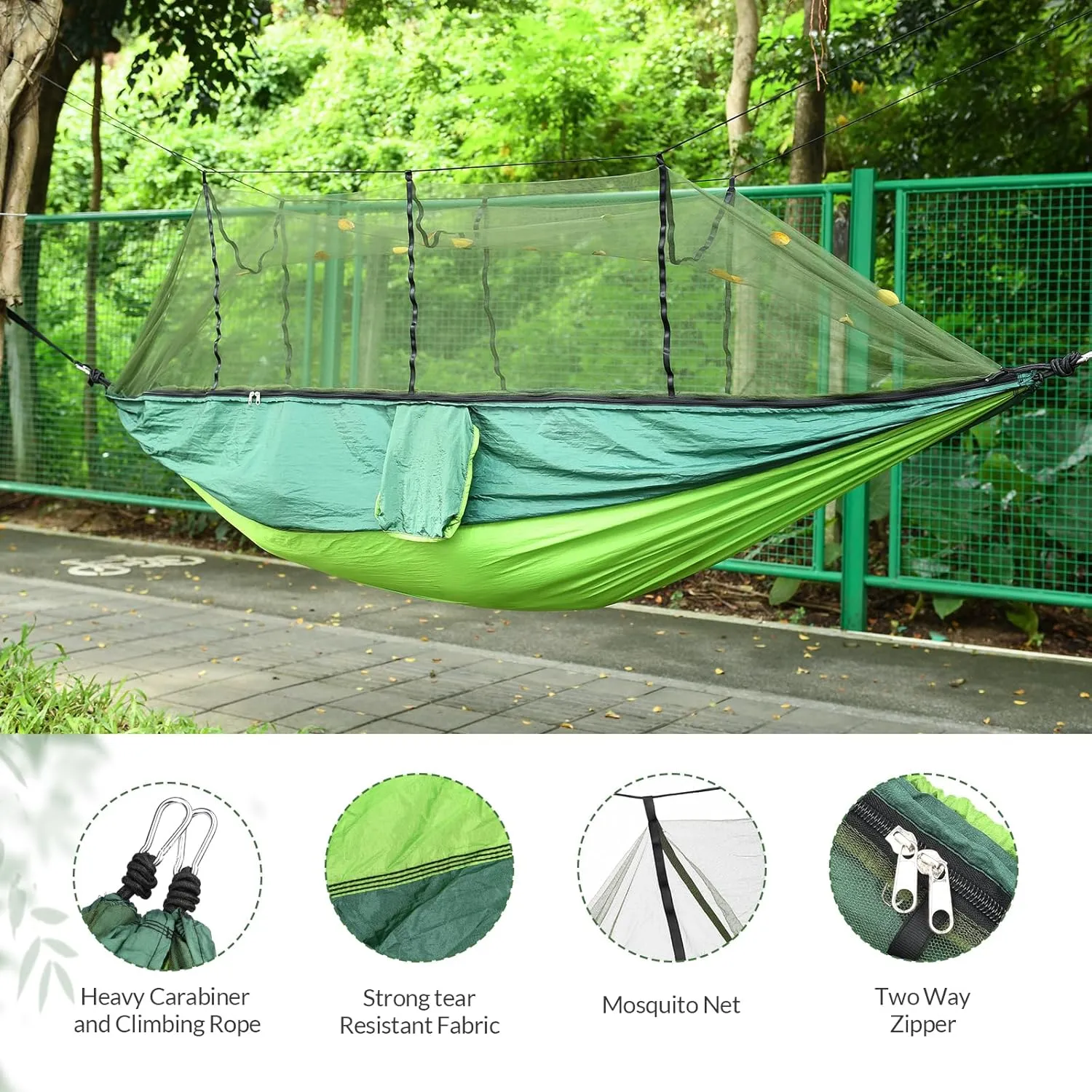 Bestrip Camping Hammock with Mosquito Net, Portable Outdoor Hammock Lightweight 210T Nylon Travel Bed for Backyard Hiking Garden Travel