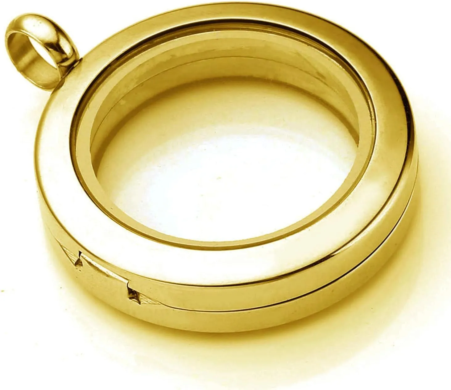 BG247 Stainless Steel 30mm Glass Floating Memory Living Locket Circle Necklace