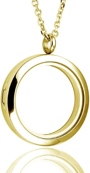 BG247 Stainless Steel 30mm Glass Floating Memory Living Locket Circle Necklace