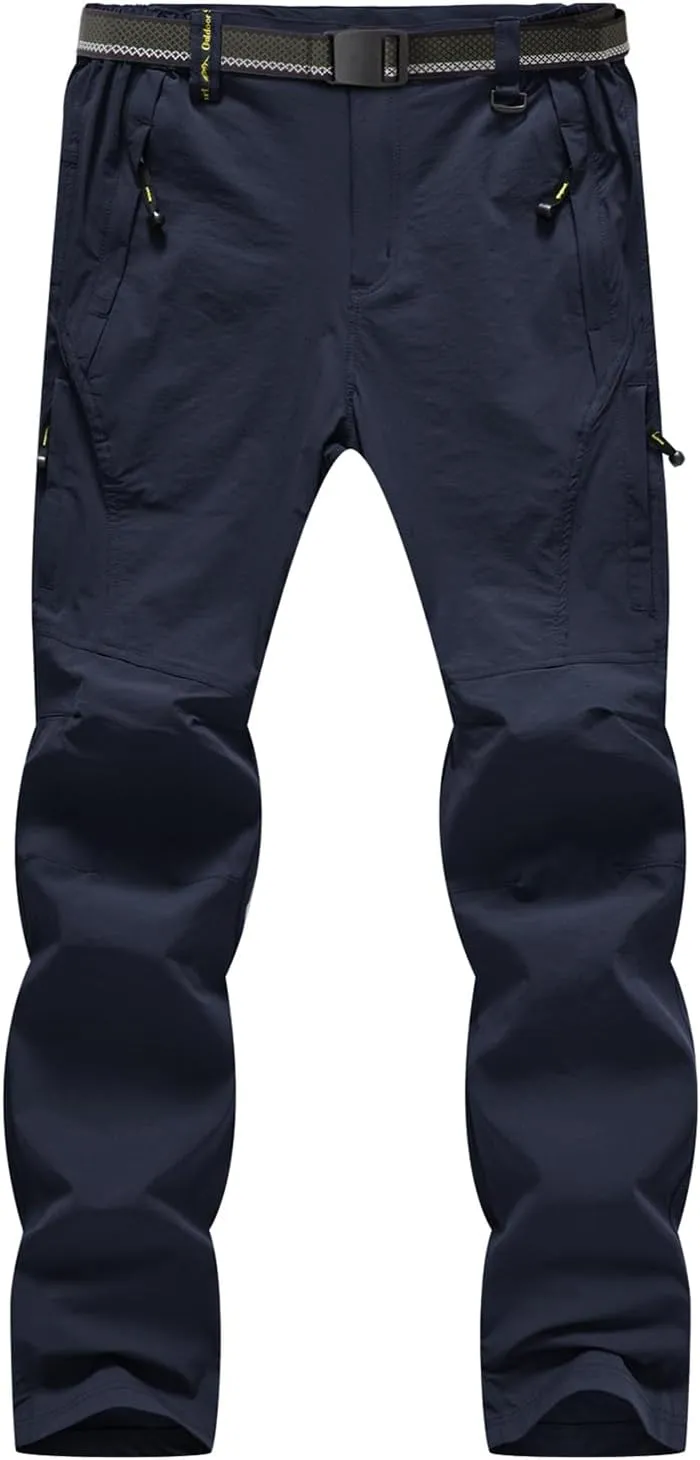BGOWATU Men's Hiking Pants Quick Dry Lightweight Water Resistant Outdoor Sports Pants with Zipper Cargo Pockets