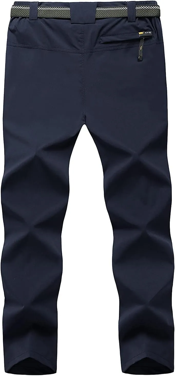 BGOWATU Men's Hiking Pants Quick Dry Lightweight Water Resistant Outdoor Sports Pants with Zipper Cargo Pockets