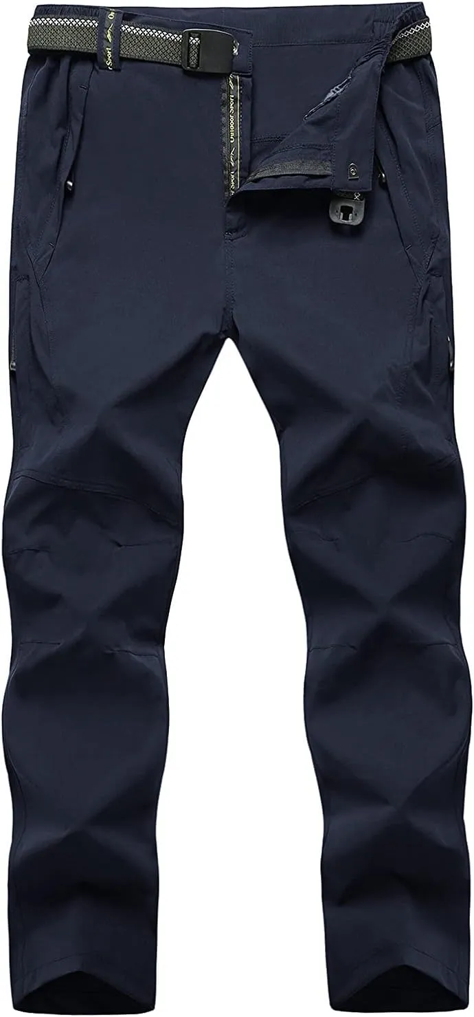 BGOWATU Men's Hiking Pants Quick Dry Lightweight Water Resistant Outdoor Sports Pants with Zipper Cargo Pockets