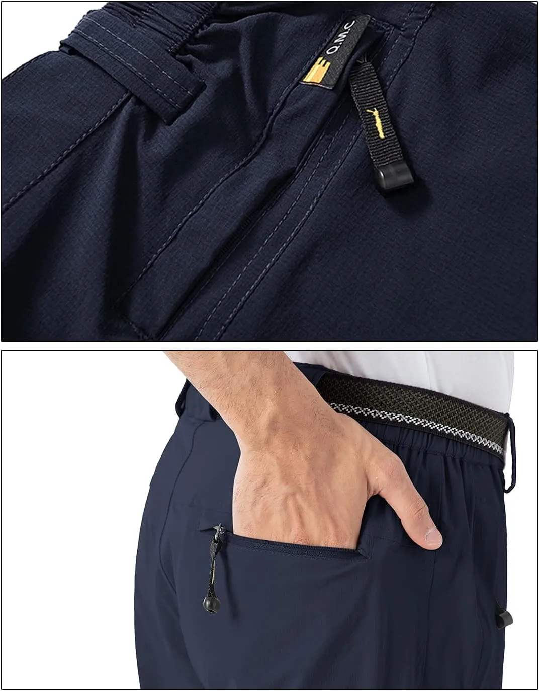 BGOWATU Men's Hiking Pants Quick Dry Lightweight Water Resistant Outdoor Sports Pants with Zipper Cargo Pockets
