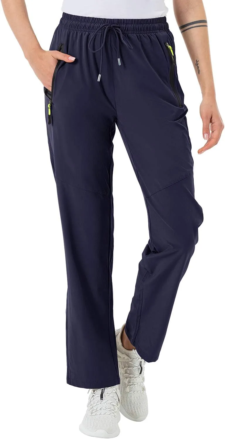 BGOWATU Women's Hiking Cargo Pants Quick Dry Lightweight Water Resistant Joggers Pants Zipper Pockets