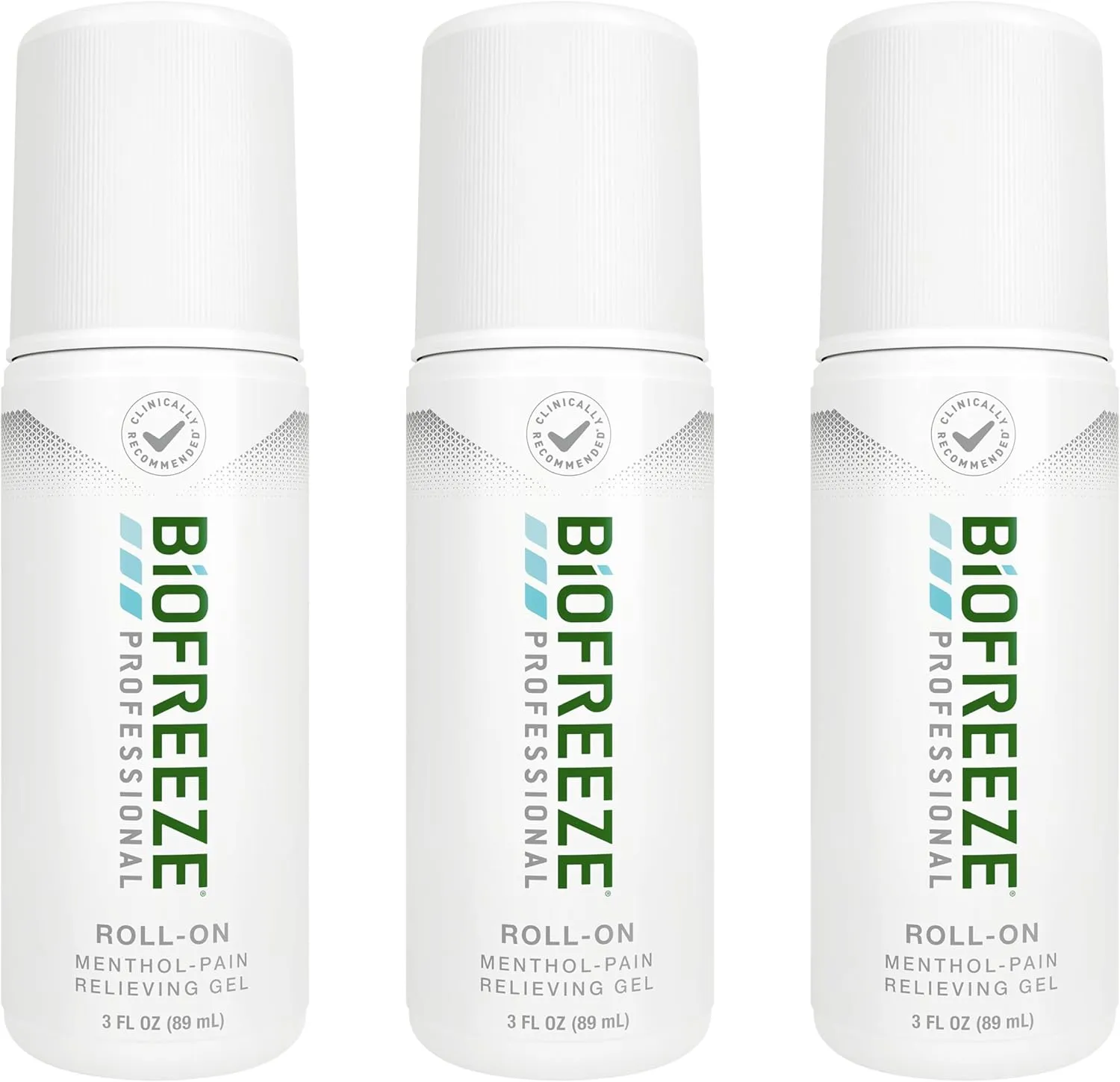 Biofreeze Professional Pain Relief Roll On, Travel Size Arthritis Pain Reliever, FSA/HSA Eligible, Fast Acting & Long Lasting Formula, Cooling Biofreeze Roll On Menthol Gel 3 Fl Oz (Pack of 3)