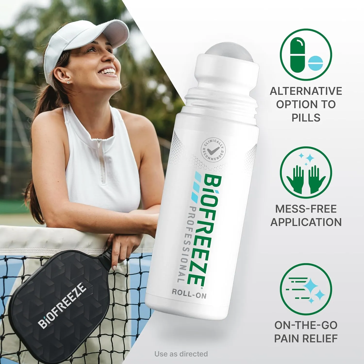 Biofreeze Professional Pain Relief Roll On, Travel Size Arthritis Pain Reliever, FSA/HSA Eligible, Fast Acting & Long Lasting Formula, Cooling Biofreeze Roll On Menthol Gel 3 Fl Oz (Pack of 3)