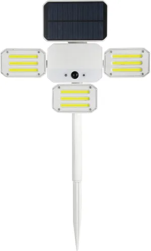 Bionic Floodlight Deluxe White by Bell Howell Solar Lights Outdoor Motion Sensor LED Outdoor Lights Swiveling Light 108 High Power LED Bulbs in Adjustable Panels for Garden Patio As Seen On TV