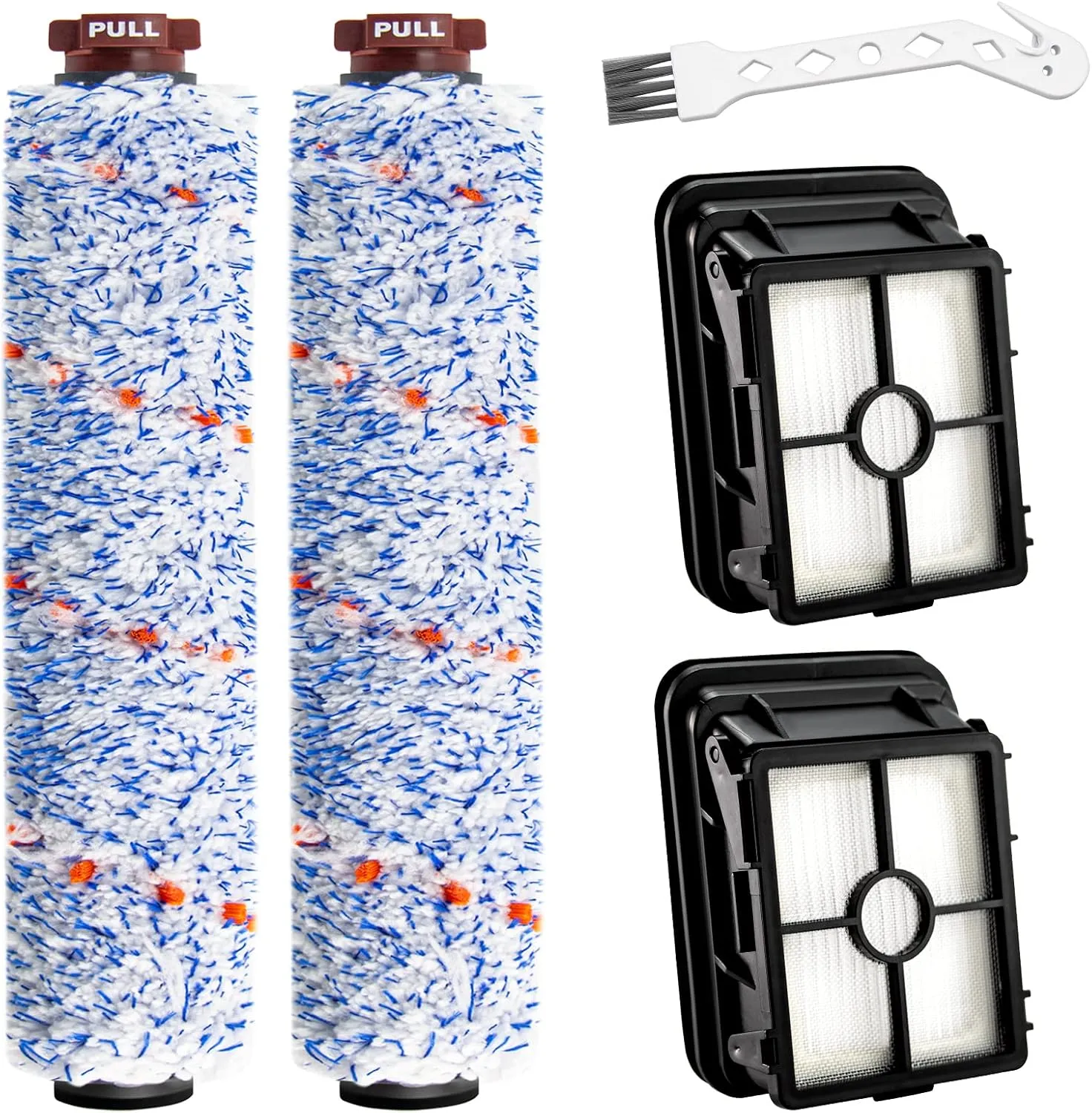 Bissell Crosswave Replacement Parts for Pet Pro 1785A 2306A 1785 Vacuum Cleaner - 2 Pack Brush Roll 1868 and 2 Pack Filters 1866 LUXRILIX
