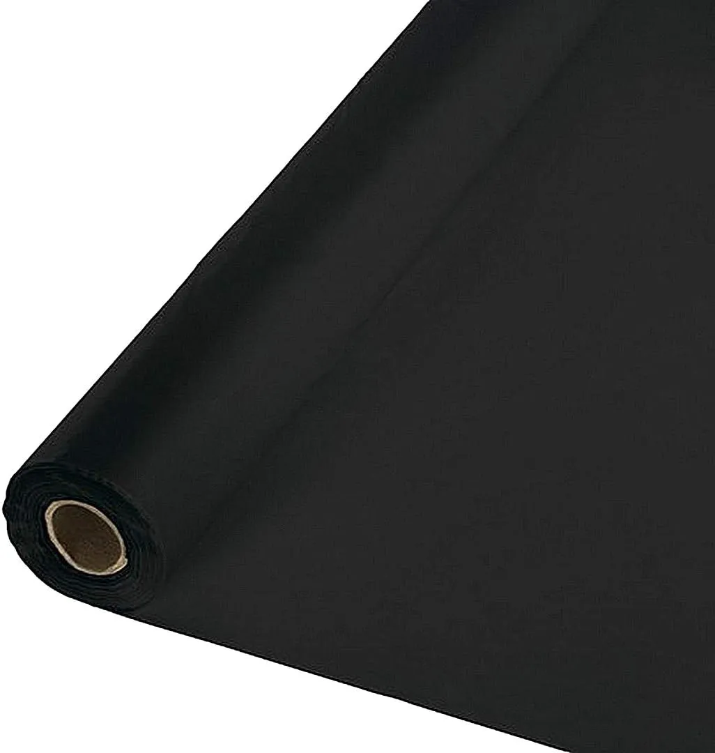 Black 40" X 300 Ft Economy Banquet Roll Plastic Table Cloth