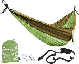 Bliss Hammocks BH-406ST-FG Hammock in a Bag w/ Carabiners   Tree Straps, 52-in. Wide, Weather Resistant, 300 Lb. Capacity (Forest Green)