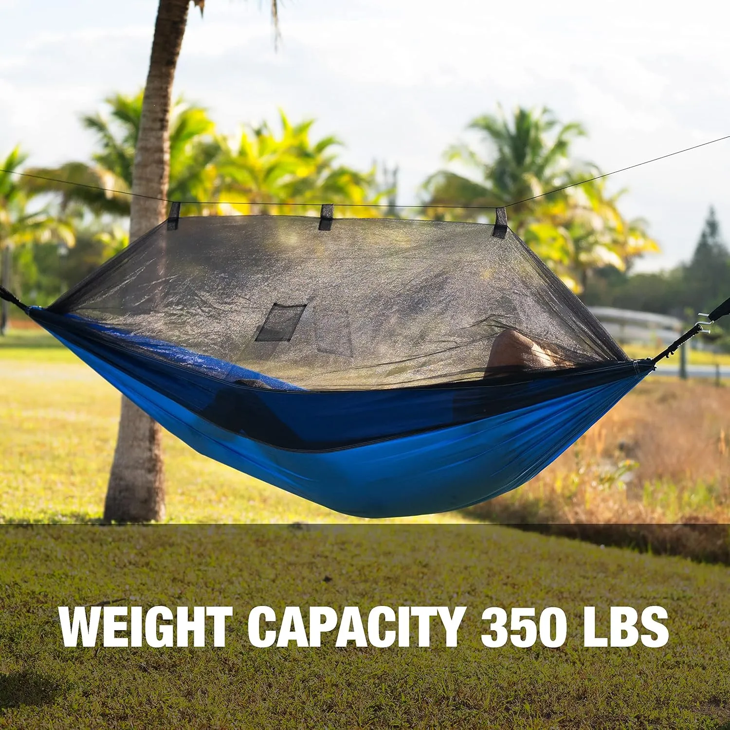 Bliss Hammocks BH-406XLS-N-RB Hammock in a Bag w/ Mosquito Net & Adjustable Tree Straps, 54-in. Wide, Weather & UV Resistant, 350 Lb. Capacity (Royal Bliss)