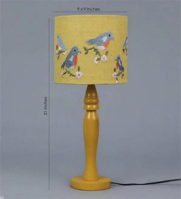 Blue Birds On Jute Lamp