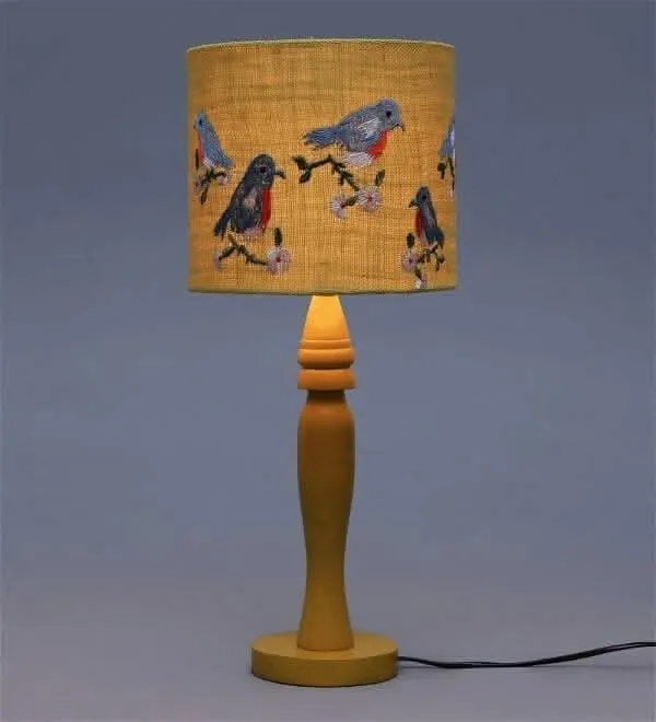 Blue Birds On Jute Lamp