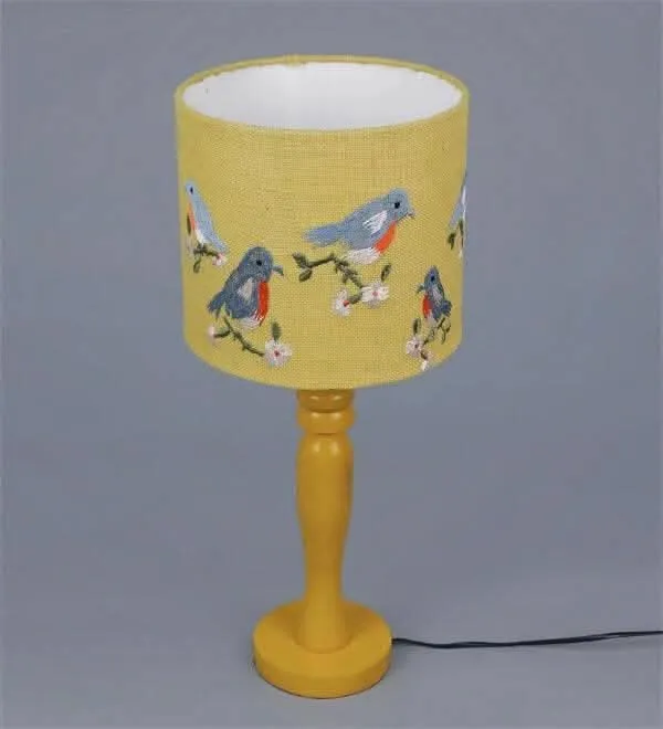 Blue Birds On Jute Lamp