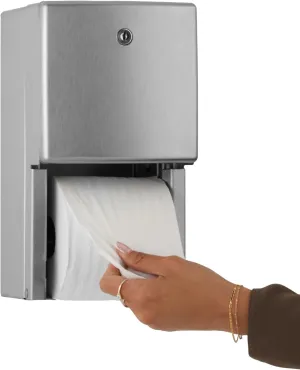 Bobrick Surface-Mounted Multi-Roll Toilet Tissue Dispenser – Satin-Finish Stainless Steel, ADA Compliant, Holds Two Standard Rolls, Theft-Resistant Heavy-Duty Spindles, ConturaSeries Design (Model B-4288)