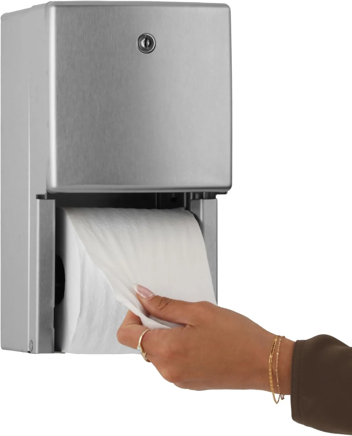 Bobrick Surface-Mounted Multi-Roll Toilet Tissue Dispenser – Satin-Finish Stainless Steel, ADA Compliant, Holds Two Standard Rolls, Theft-Resistant Heavy-Duty Spindles, ConturaSeries Design (Model B-4288)