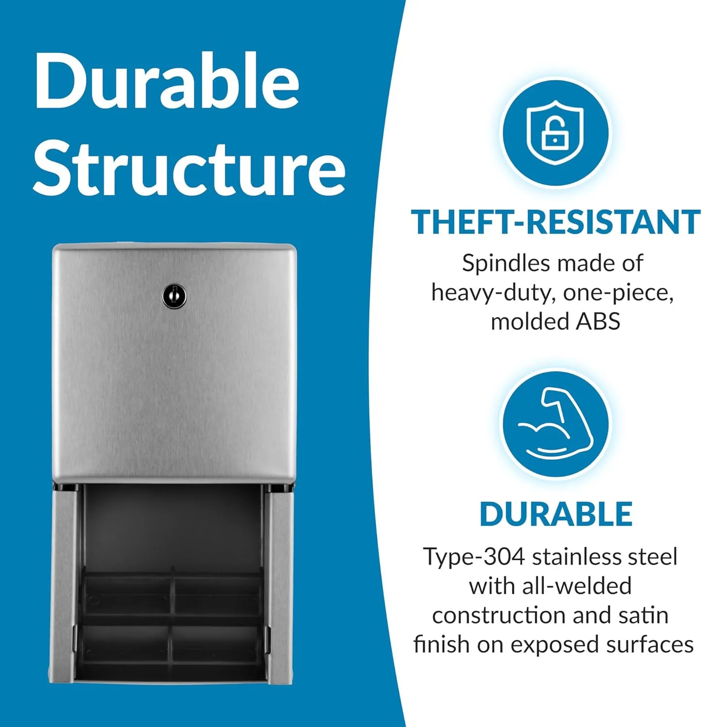 Bobrick Surface-Mounted Multi-Roll Toilet Tissue Dispenser – Satin-Finish Stainless Steel, ADA Compliant, Holds Two Standard Rolls, Theft-Resistant Heavy-Duty Spindles, ConturaSeries Design (Model B-4288)